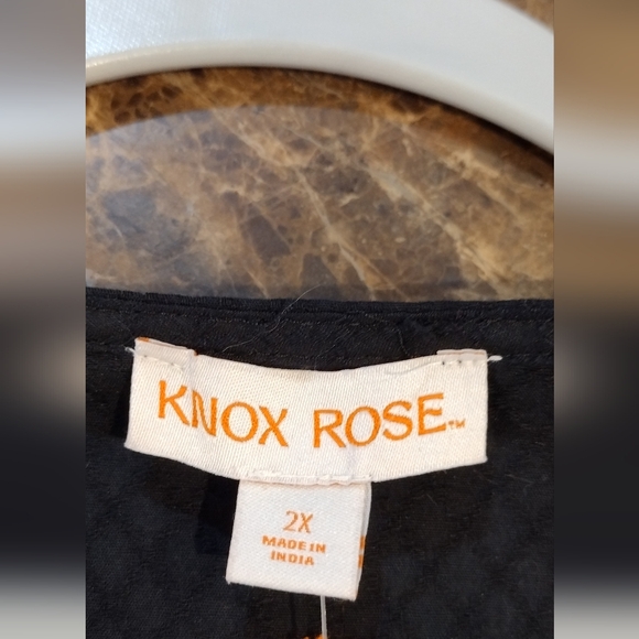 NWT  Knox Rose Black & Purple  Embroidered Boho Peasant Top Size 2X - Picture 6 of 7